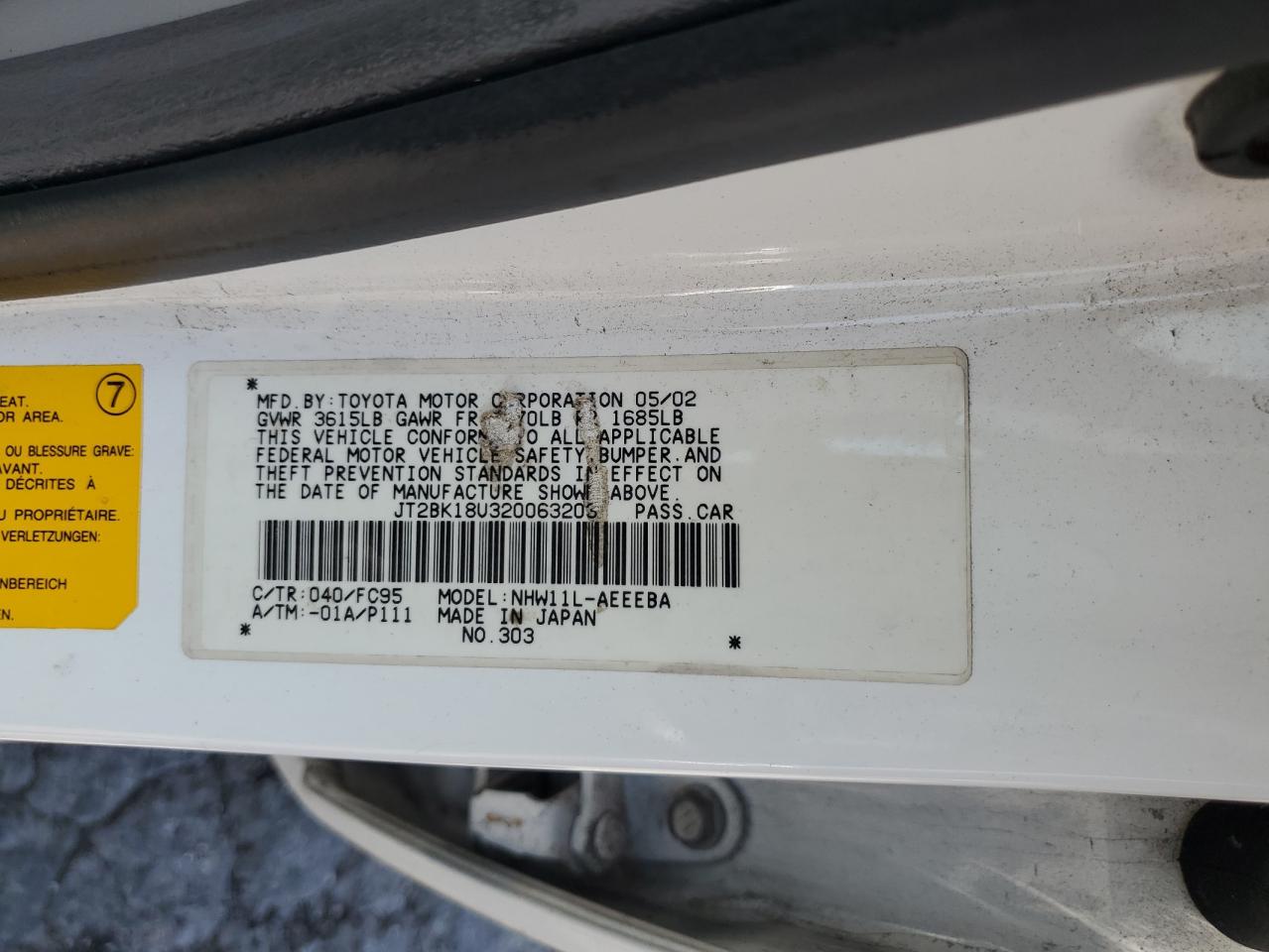2002 Toyota Prius VIN: JT2BK18U320063203 Lot: 63604745
