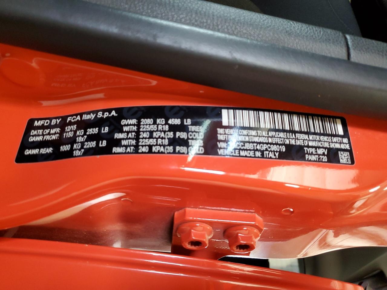 2016 Jeep Renegade Latitude VIN: ZACCJBBT4GPC98019 Lot: 68318535