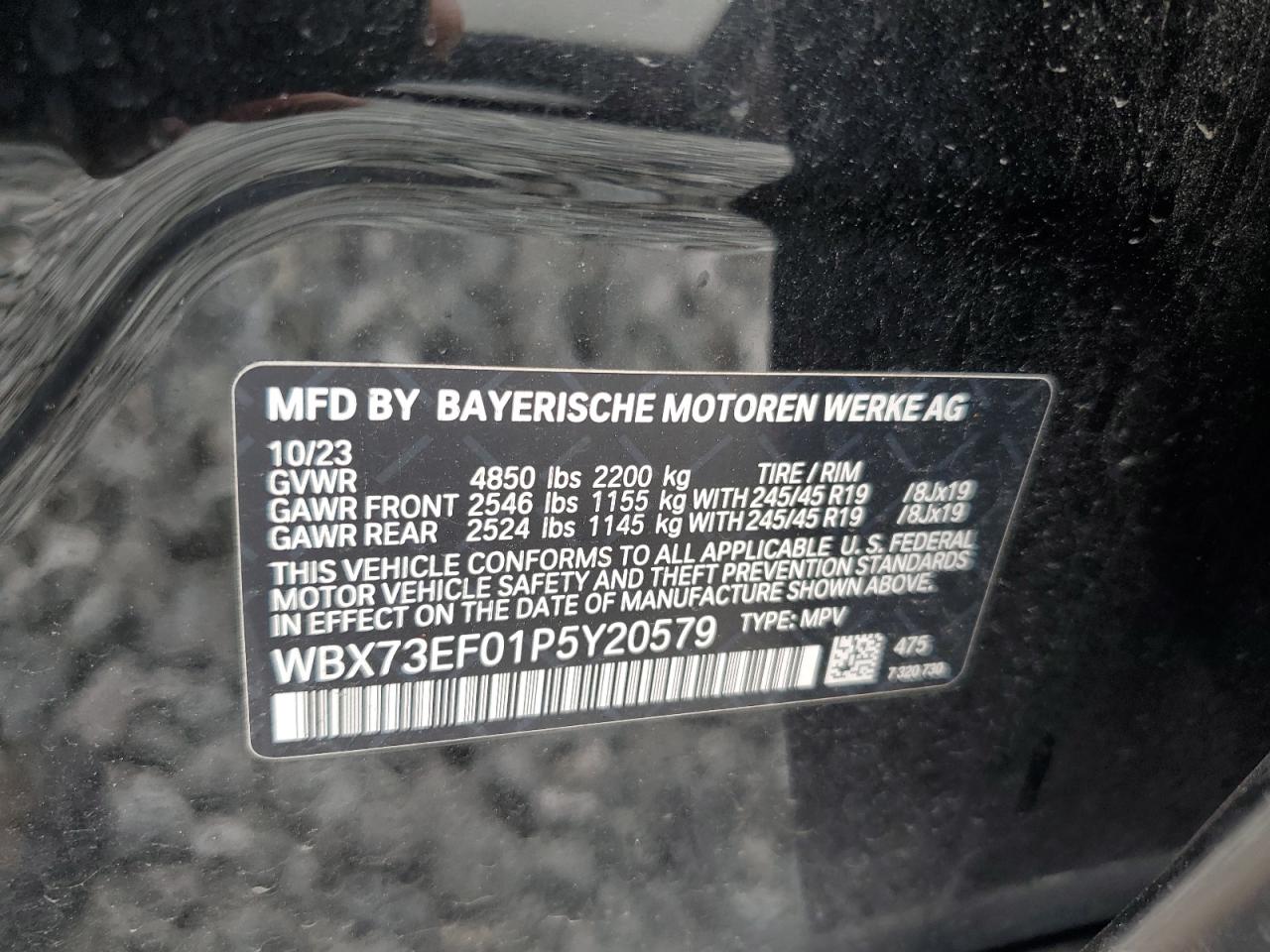 2023 BMW X1 xDrive28I VIN: WBX73EF01P5Y20579 Lot: 62979075