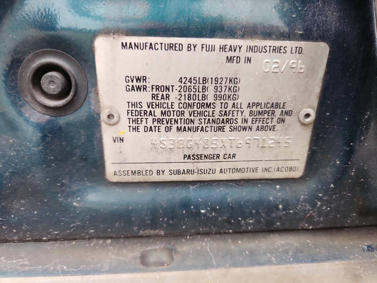 1996 Subaru Legacy Outback VIN: 4S3BG485XT6971245 Lot: 64215925