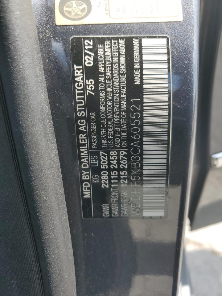 2012 Mercedes-Benz E 350 VIN: WDDHF5KB3CA605521 Lot: 64076005