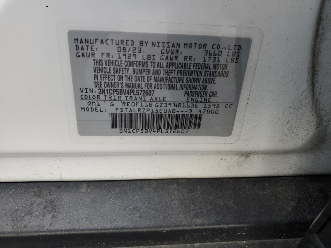 2023 Nissan Kicks S VIN: 3N1CP5BV4PL572607 Lot: 66708885