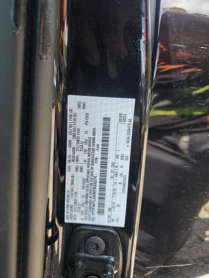2024 Ford F150 Platinum VIN: 1FTFW7LD0RFB20276 Lot: 65092925