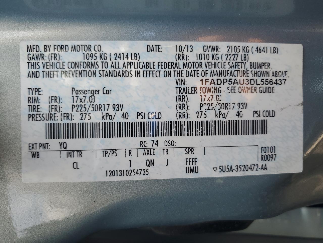 2013 Ford C-Max Se VIN: 1FADP5AU3DL556437 Lot: 65006755