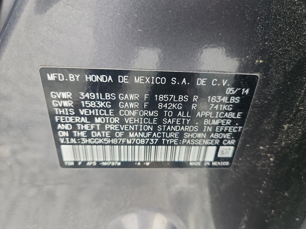 2015 Honda Fit Ex VIN: 3HGGK5H87FM708737 Lot: 64310745