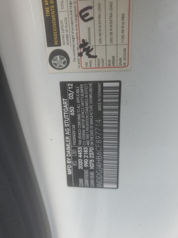 2012 Mercedes-Benz C 250 VIN: WDDGJ4HB6CF897714 Lot: 65183275