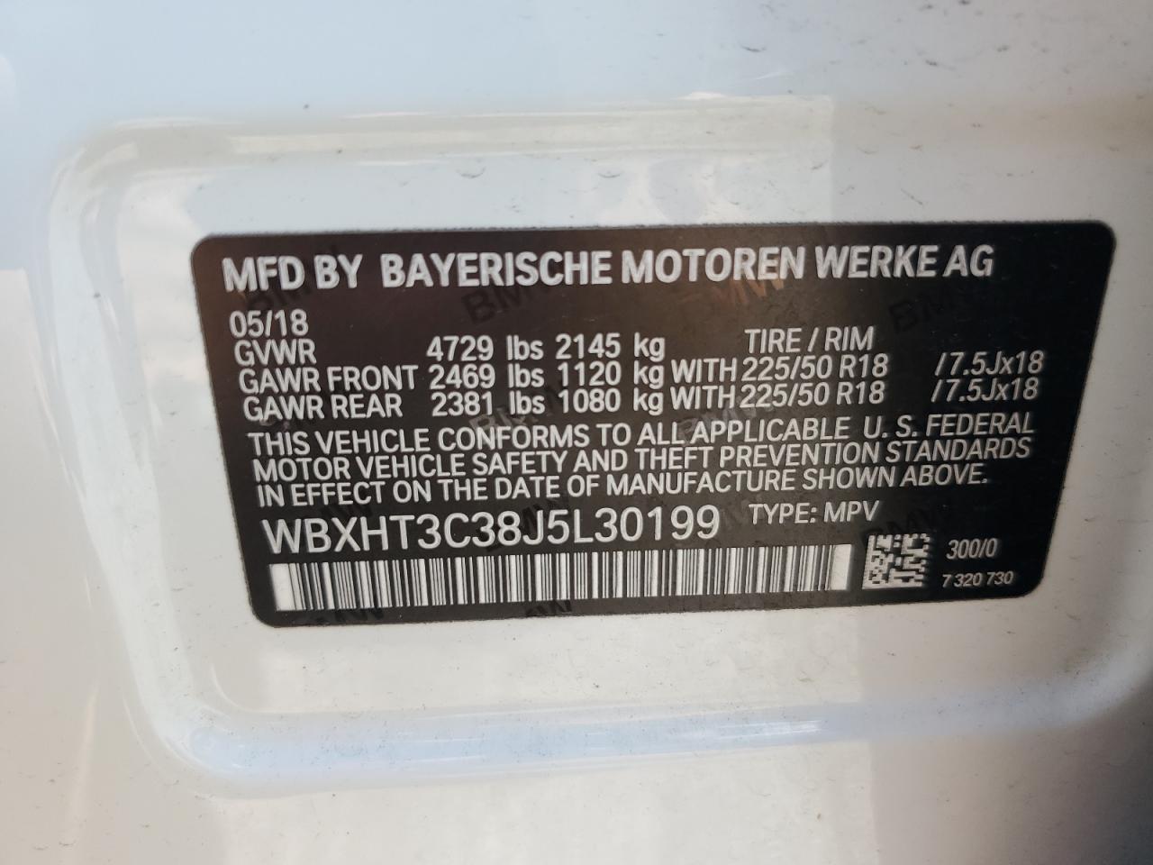 2018 BMW X1 xDrive28I VIN: WBXHT3C38J5L30199 Lot: 63634015