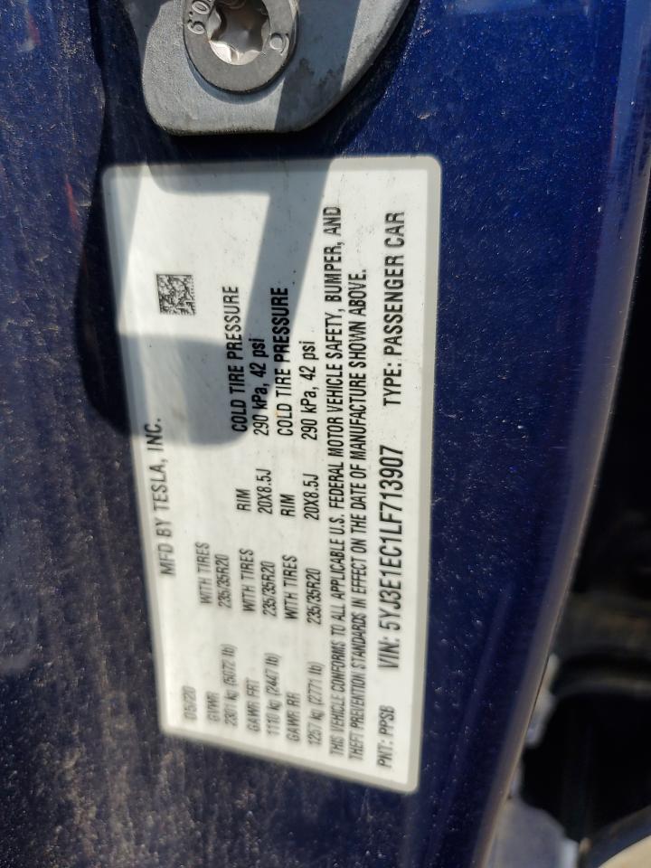 2020 Tesla Model 3 VIN: 5YJ3E1EC1LF713907 Lot: 64644145