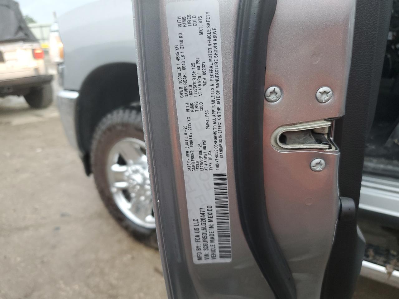 2020 Ram 2500 Big Horn VIN: 3C6UR5DL6LG204477 Lot: 64257755