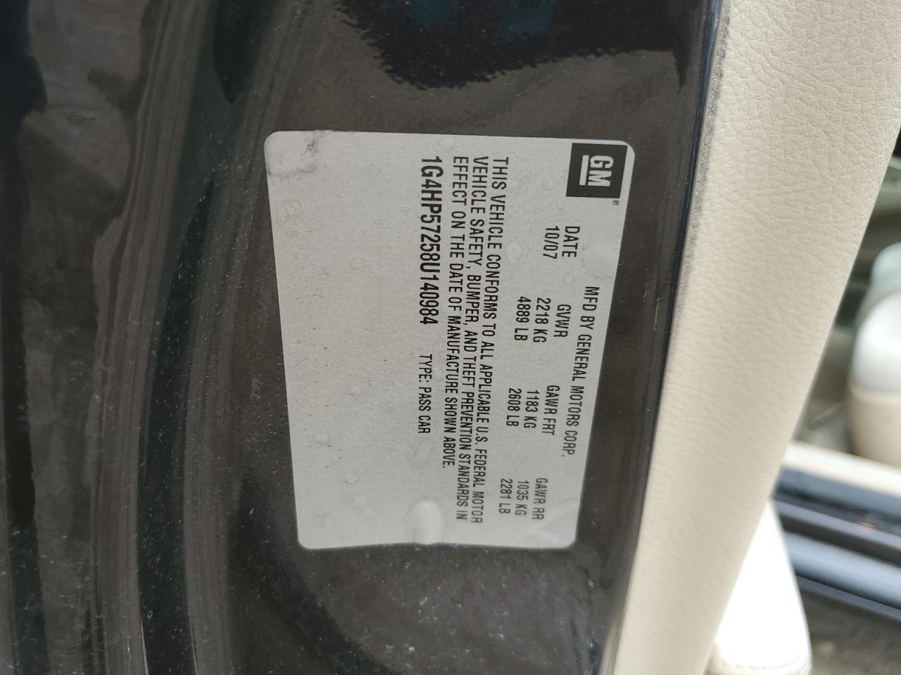 2008 Buick Lucerne Cx VIN: 1G4HP57258U140984 Lot: 64931135
