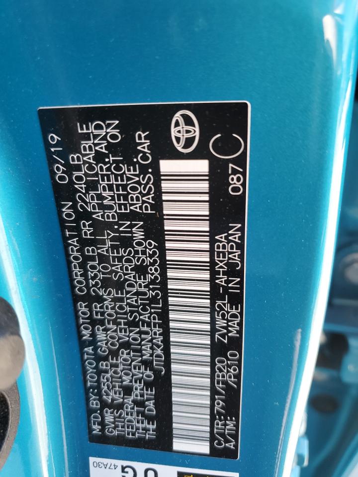 2020 Toyota Prius Prime Le VIN: JTDKARFP1L3138339 Lot: 63801255