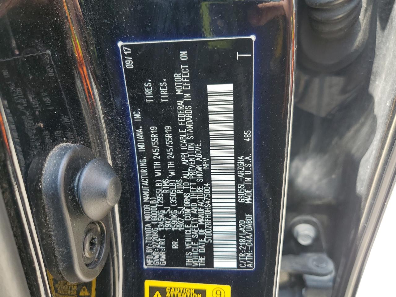 2017 Toyota Highlander Limited VIN: 5TDDZRFH0HS475004 Lot: 64632115