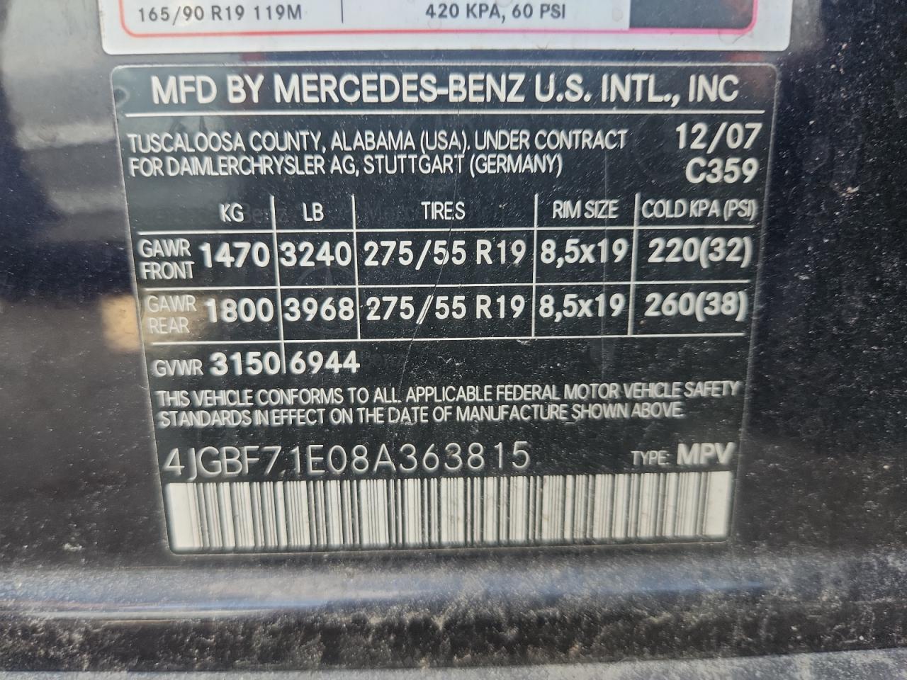 2008 Mercedes-Benz Gl 450 4Matic VIN: 4JGBF71E08A363815 Lot: 65126675