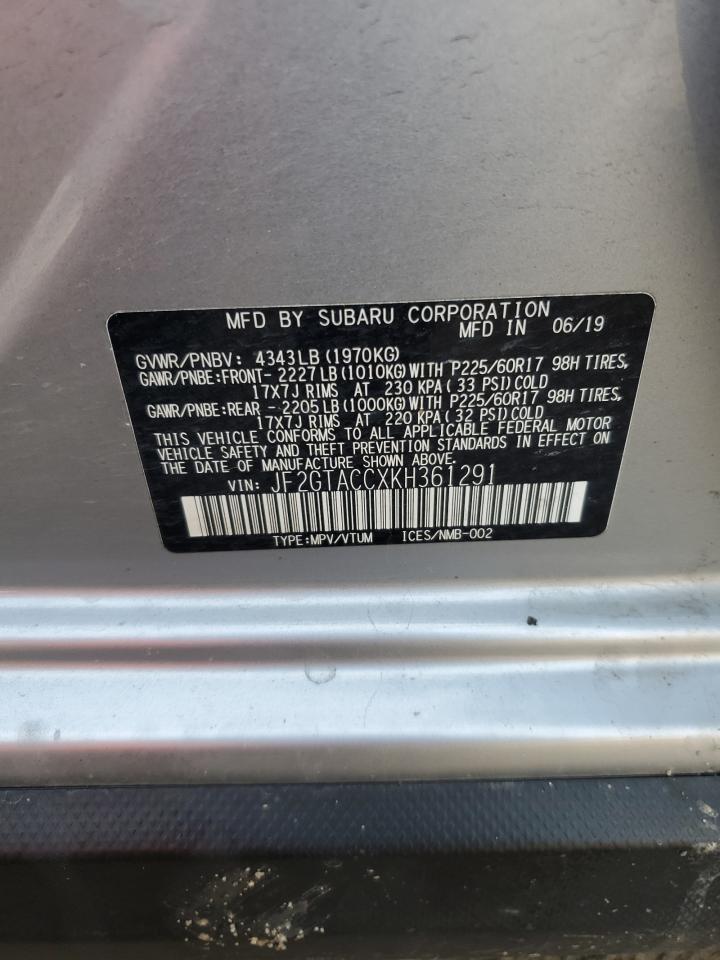2019 Subaru Crosstrek Premium VIN: JF2GTACCXKH361291 Lot: 66524495