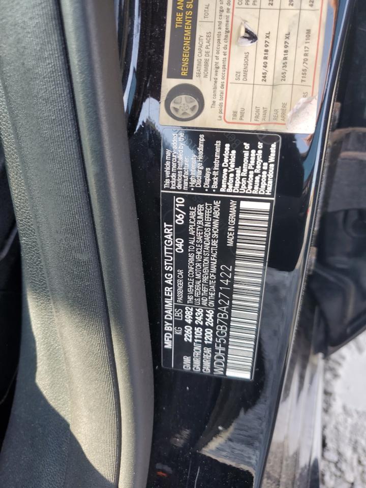 2011 Mercedes-Benz E 350 VIN: WDDHF5GB7BA271422 Lot: 64906495