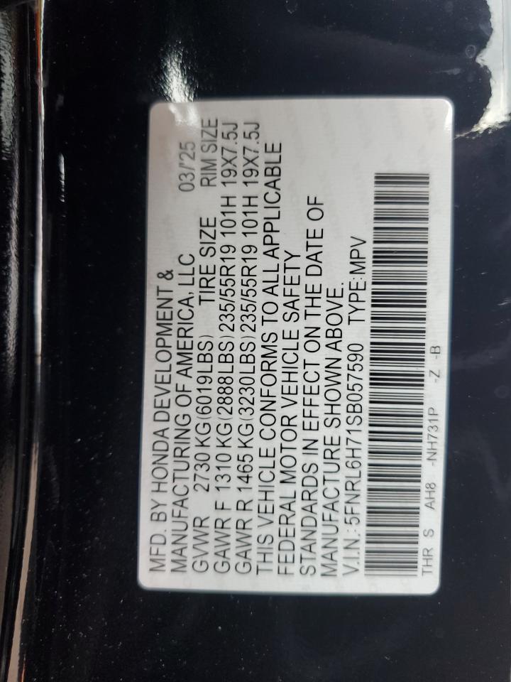2025 Honda Odyssey Sport-L VIN: 5FNRL6H71SB057590 Lot: 65234495
