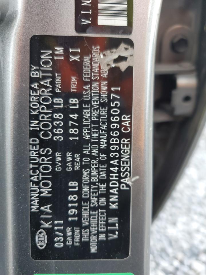 2011 Kia Rio Base VIN: KNADH4A39B6960571 Lot: 65315135