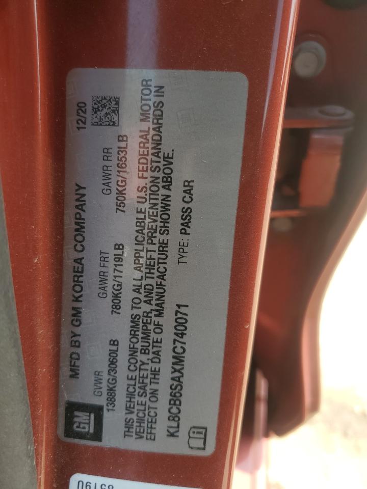 2021 Chevrolet Spark Ls VIN: KL8CB6SAXMC740071 Lot: 65717835