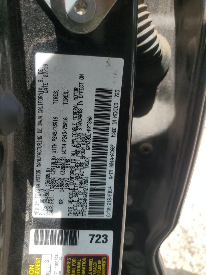 2019 Toyota Tacoma Double Cab VIN: 3TMCZ5AN6KM277861 Lot: 63961305