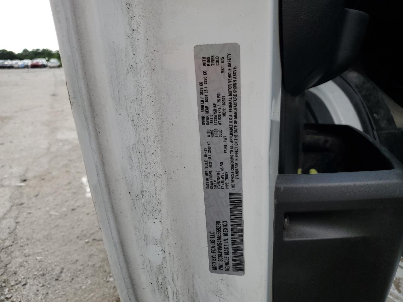 2021 Ram Promaster 1500 1500 Standard VIN: 3C6LRVNG4ME569296 Lot: 63301585