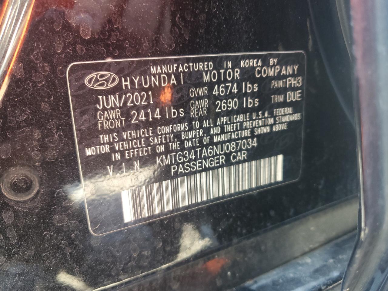 2022 Genesis G70 Base VIN: KMTG34TA6NU087034 Lot: 66524535