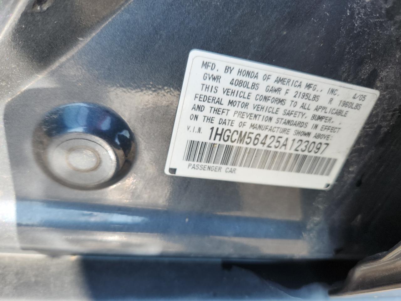 2005 Honda Accord Lx VIN: 1HGCM56425A123097 Lot: 63998035
