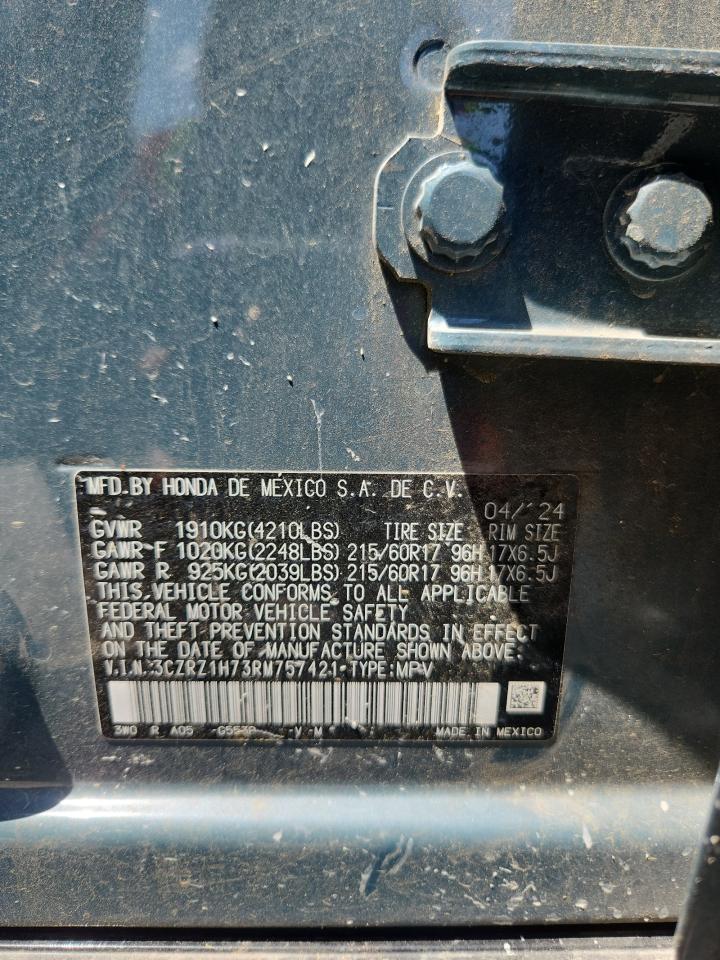 2024 Honda Hr-V Exl VIN: 3CZRZ1H73RM757421 Lot: 64759805