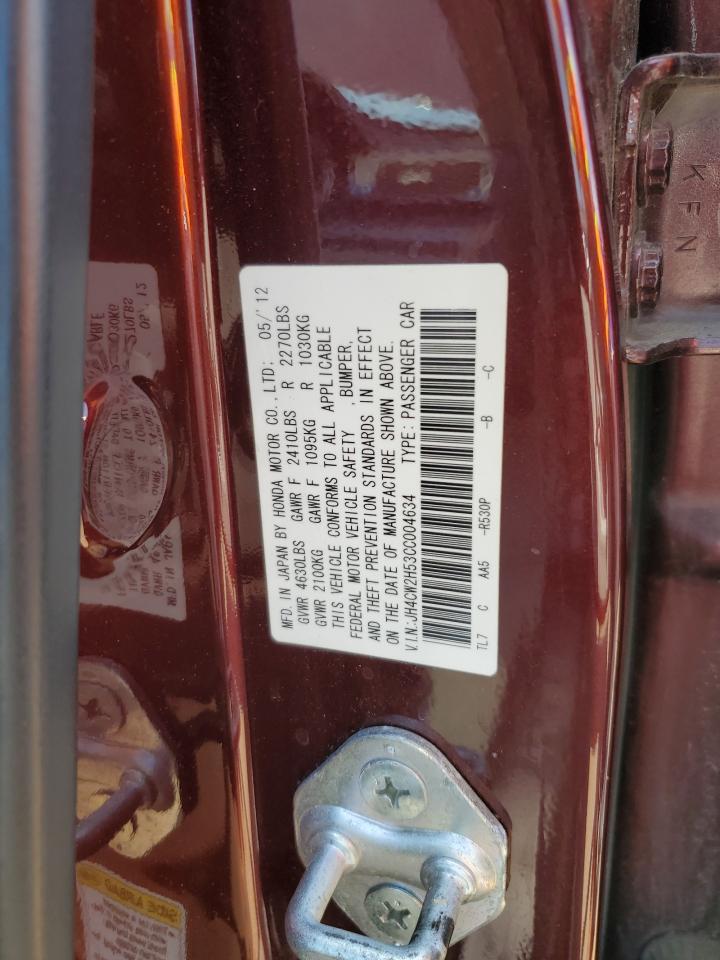2012 Acura Tsx VIN: JH4CW2H53CC004634 Lot: 63408605