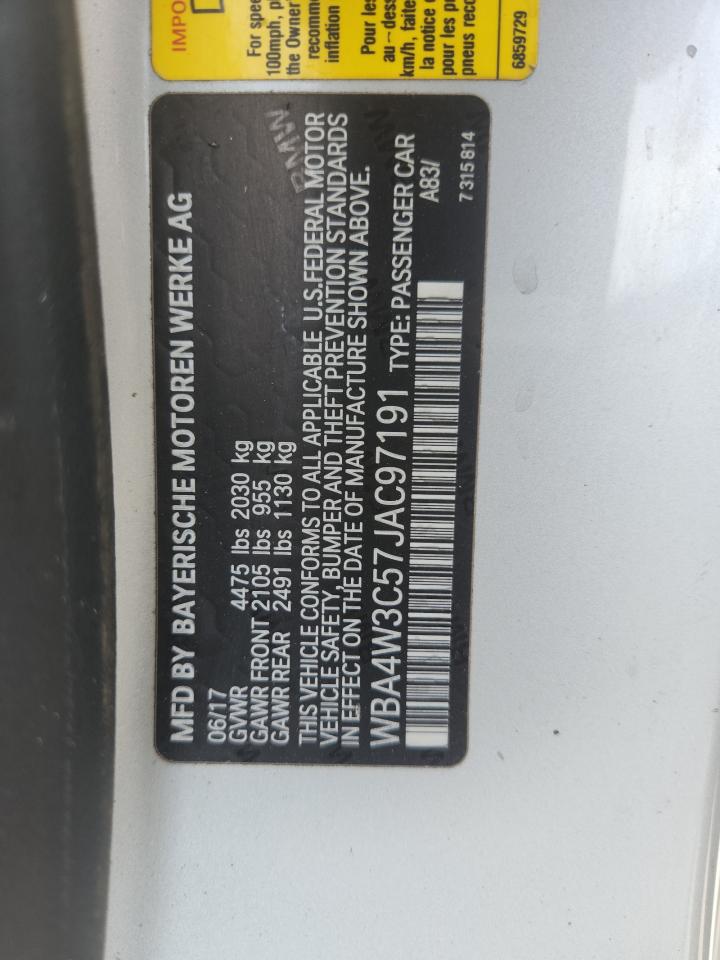 2018 BMW 430I VIN: WBA4W3C57JAC97191 Lot: 63839595