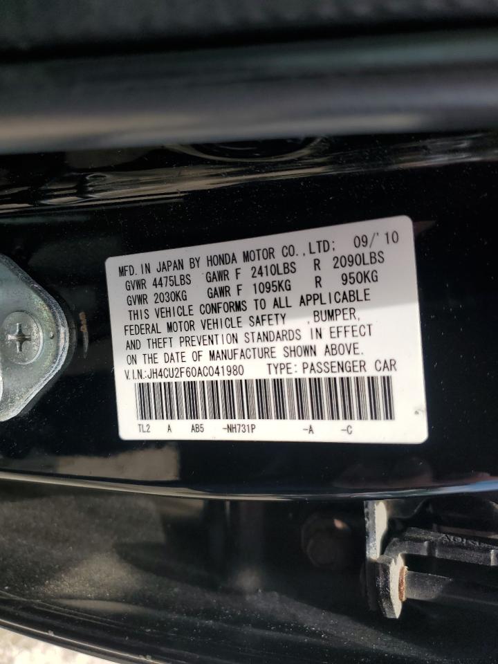 2010 Acura Tsx VIN: JH4CU2F60AC041980 Lot: 62051685