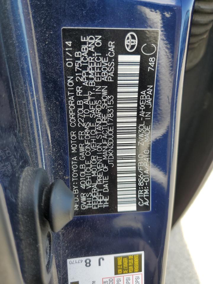 2014 Toyota Prius VIN: JTDKN3DU0E1783153 Lot: 66013745