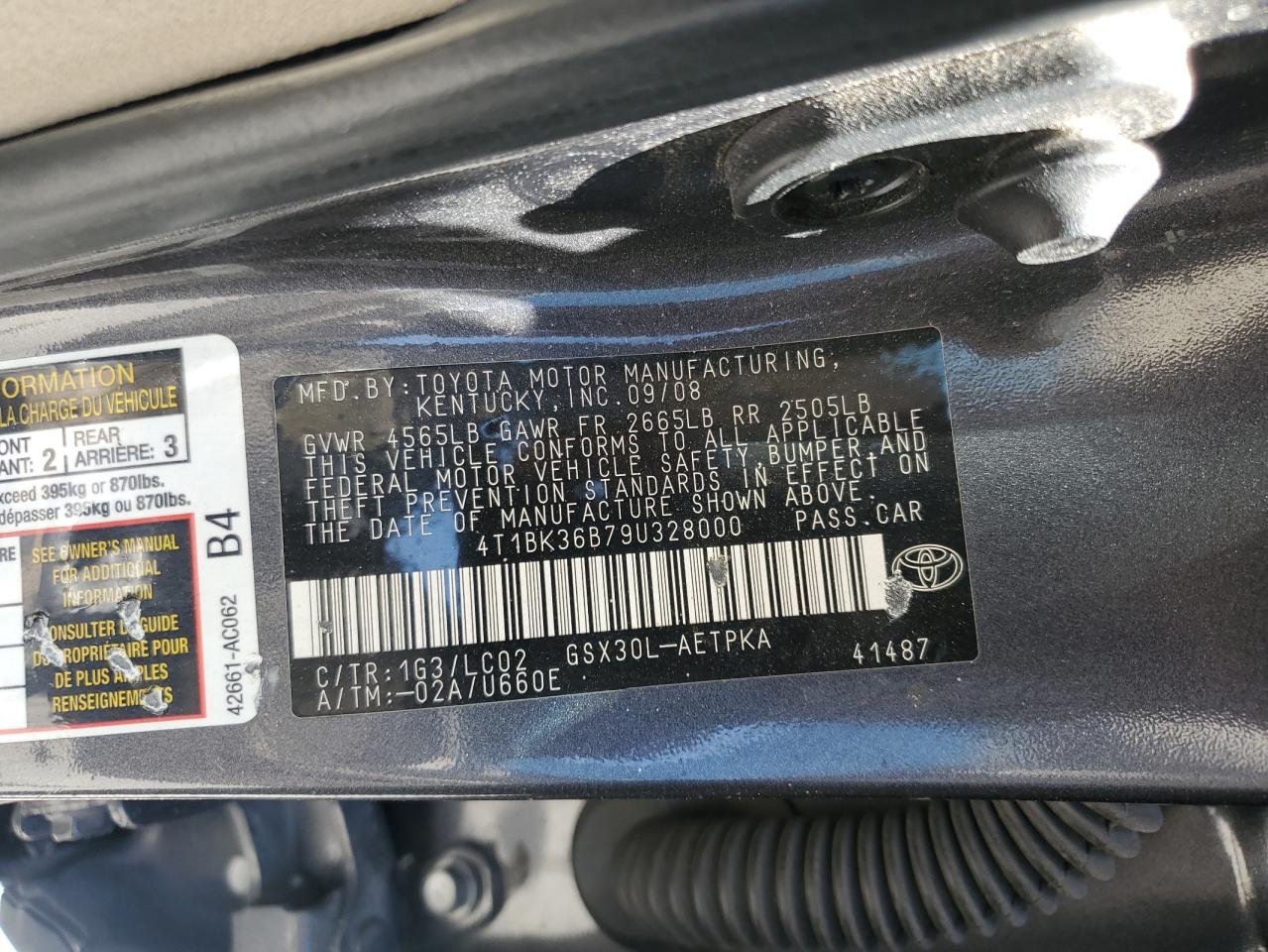2009 Toyota Avalon Xl VIN: 4T1BK36B79U328000 Lot: 64626065
