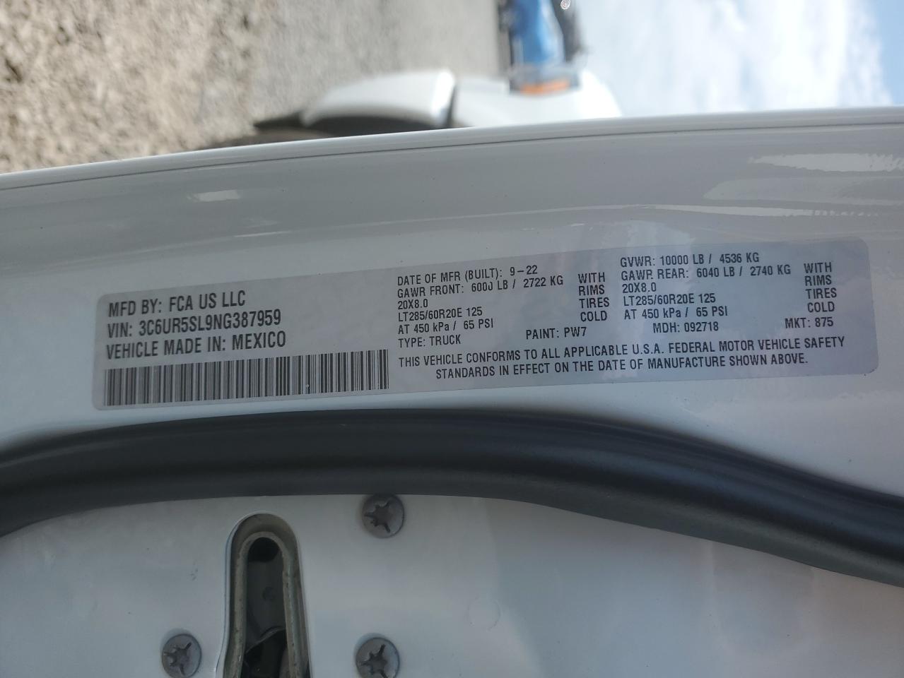 3C6UR5SL9NG387959 2022 Ram 2500 Limited