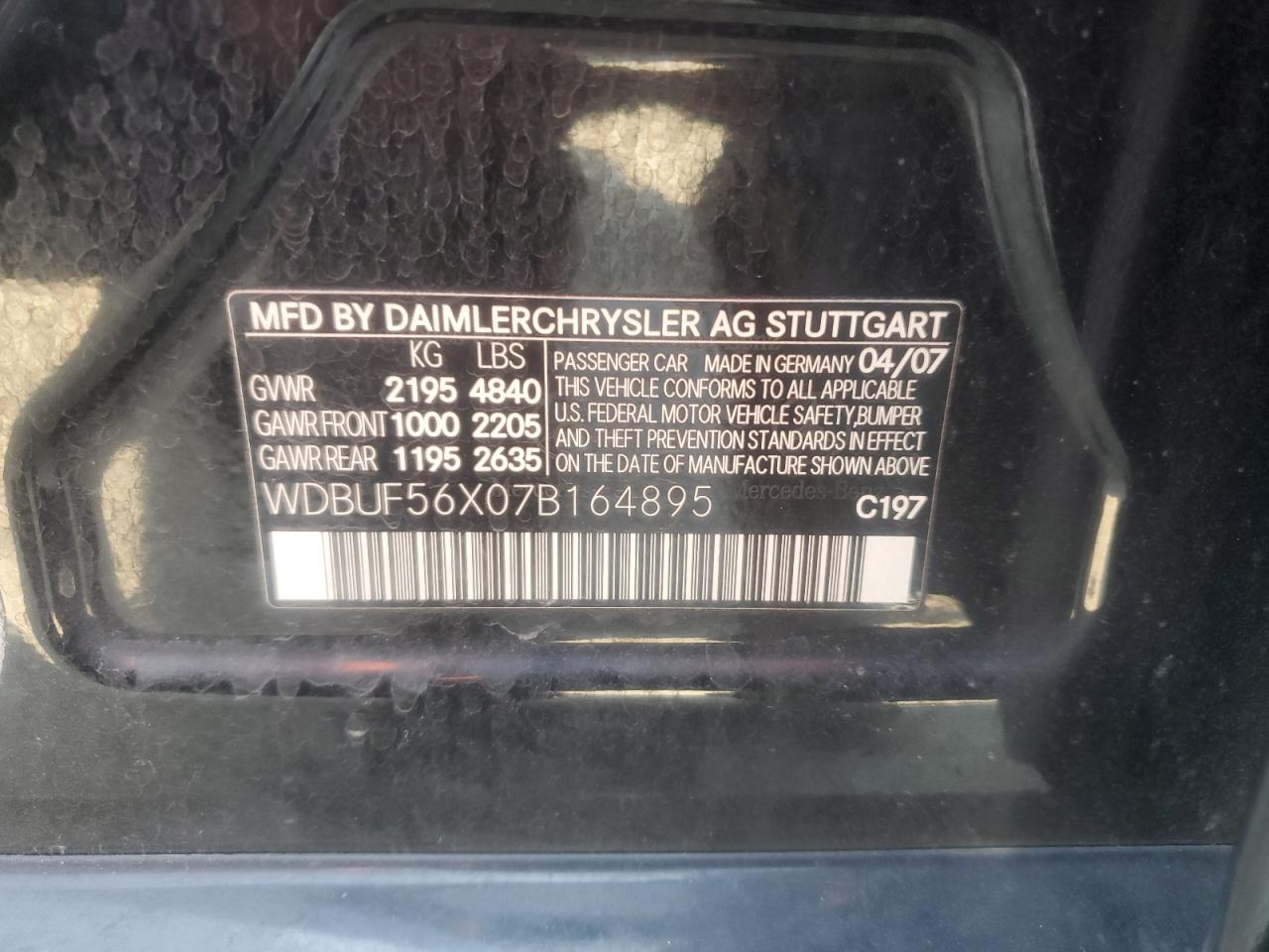 wdbuf56x07b164895 WDBUF56X07B164895 2007 Mercedes-Benz E 350