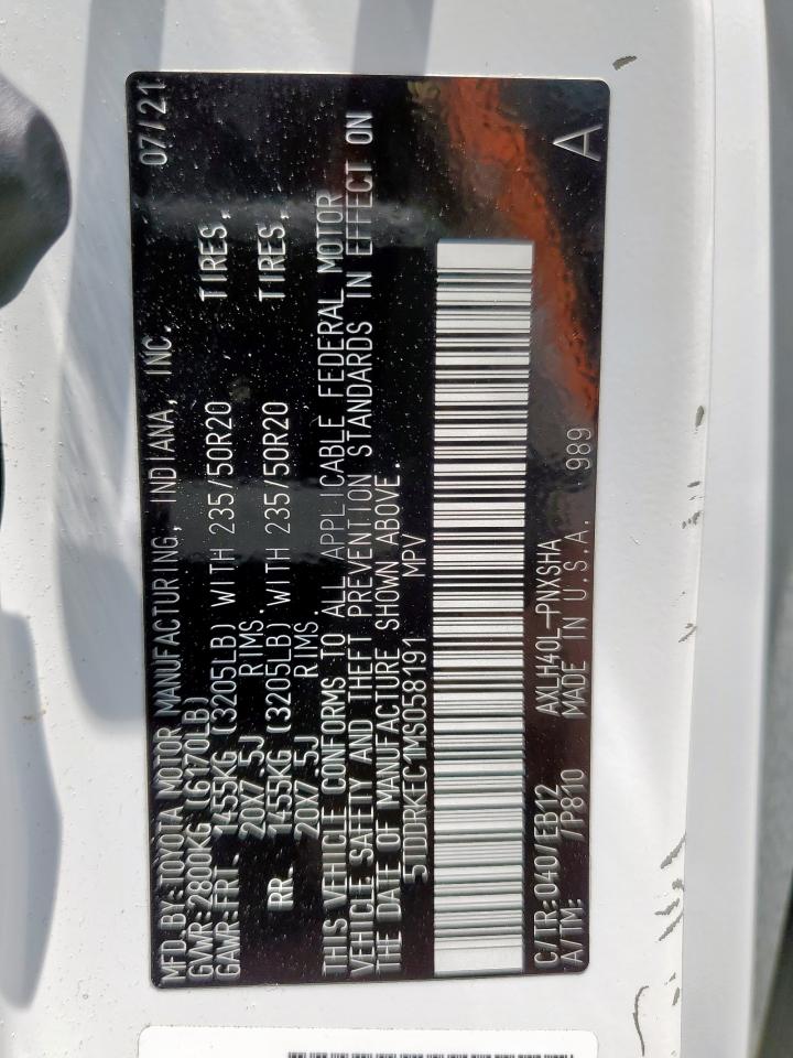 2021 Toyota Sienna Xse VIN: 5TDDRKEC1MS058191 Lot: 64258345