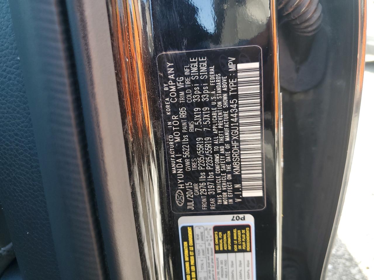 2016 Hyundai Santa Fe Se Ultimate VIN: KM8SRDHFXGU144345 Lot: 65397825