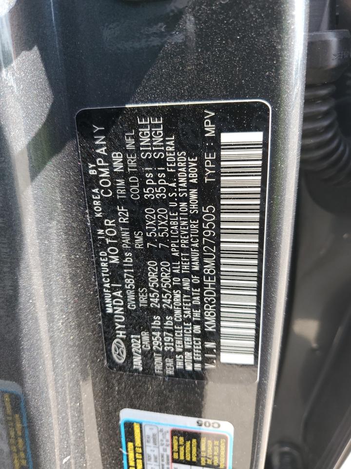 2021 Hyundai Palisade Sel VIN: KM8R3DHE8MU279505 Lot: 64002435