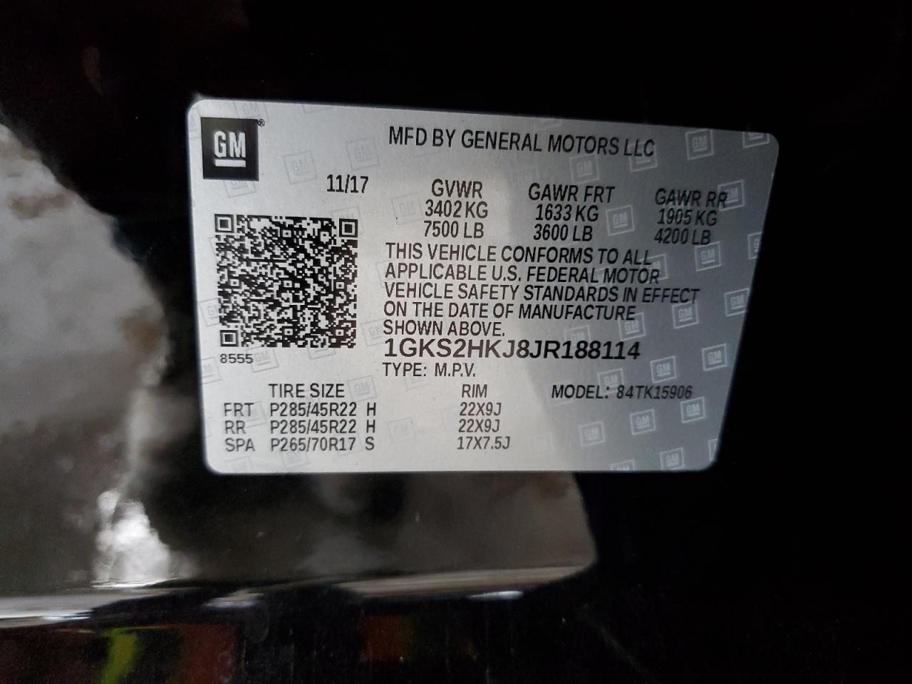 1gks2hkj8jr188114 1GKS2HKJ8JR188114 2018 GMC Yukon Xl Denali