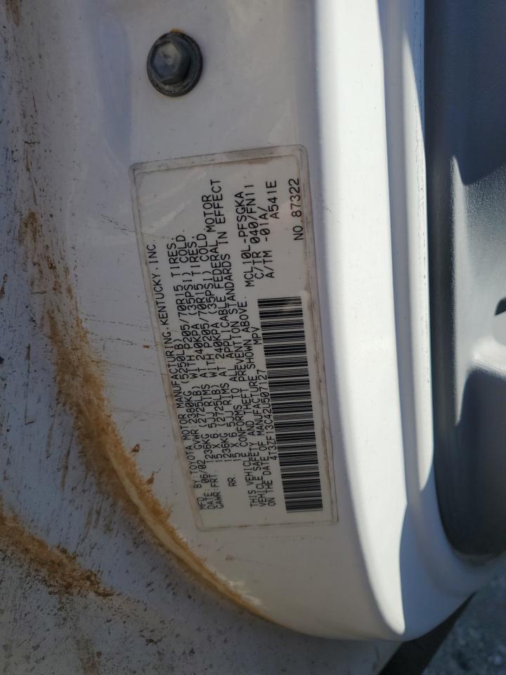 2002 Toyota Sienna Le VIN: 4T3ZF13C42U507127 Lot: 64205875