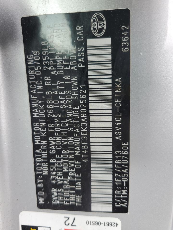 2010 Toyota Camry Base VIN: 4T4BF3EK3AR025621 Lot: 65153965