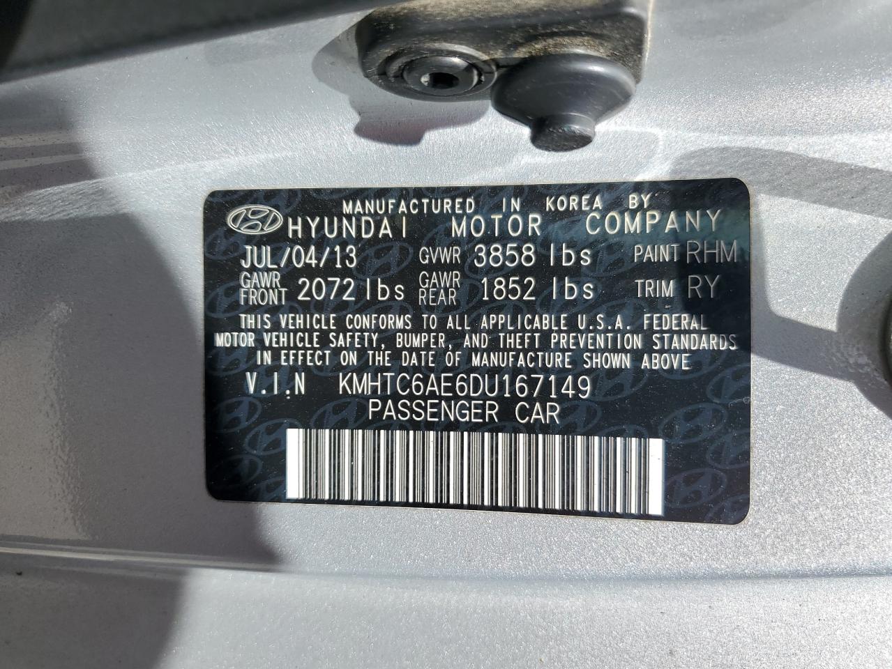 kmhtc6ae6du167149 KMHTC6AE6DU167149 2013 Hyundai Veloster Turbo