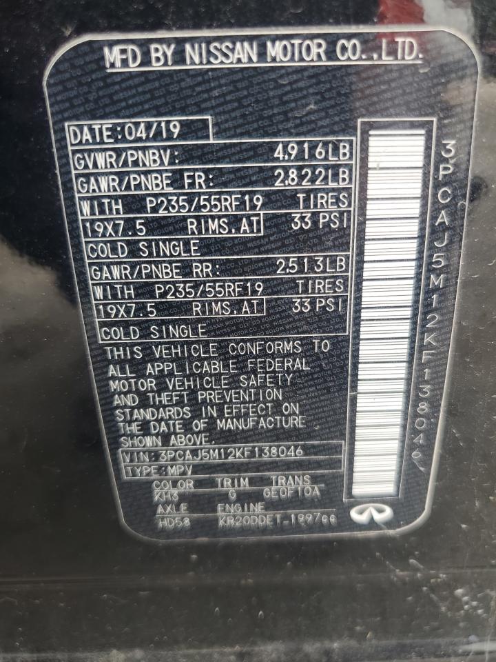 2019 Infiniti Qx50 Essential VIN: 3PCAJ5M12KF138046 Lot: 64442165