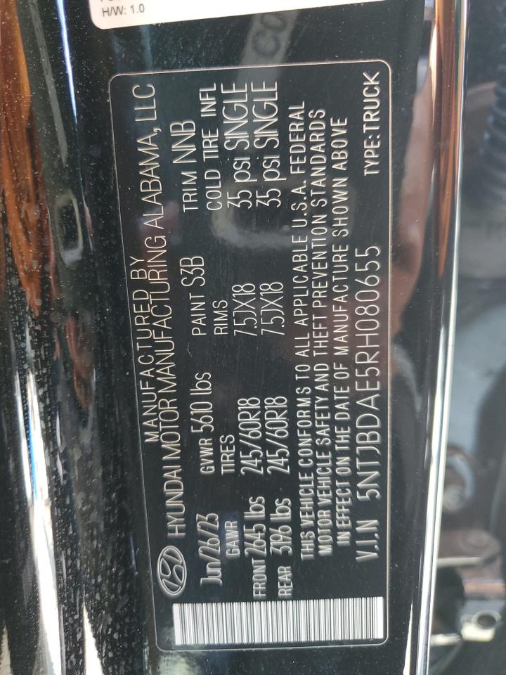 2024 Hyundai Santa Cruz Sel VIN: 5NTJBDAE5RH080655 Lot: 63521395