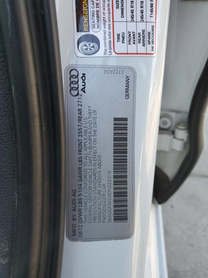 2013 Audi A6 Premium Plus VIN: WAUGFAFC6DN022319 Lot: 60749535