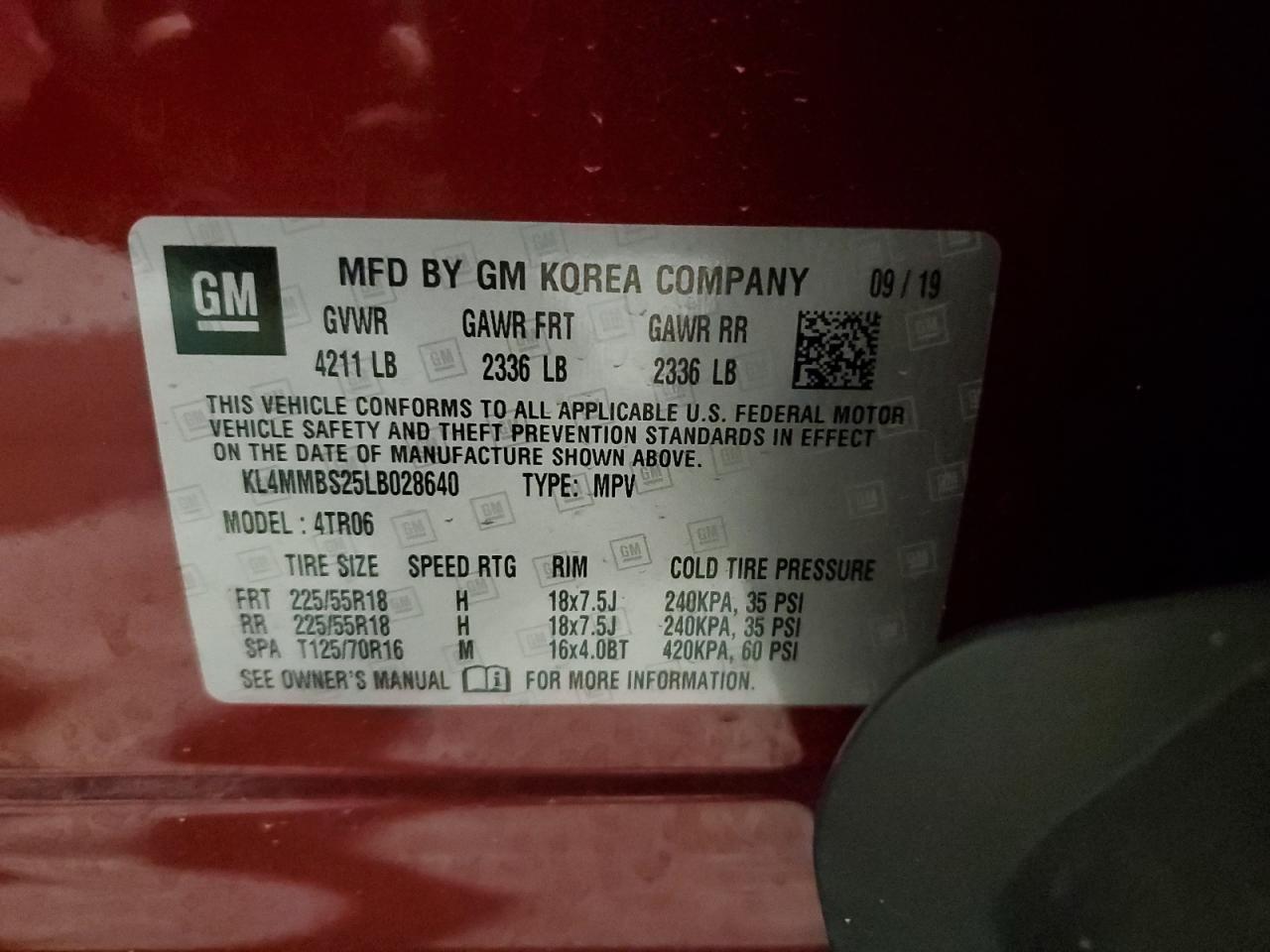 2020 Buick Encore Gx Preferred VIN: KL4MMBS25LB028640 Lot: 64509455