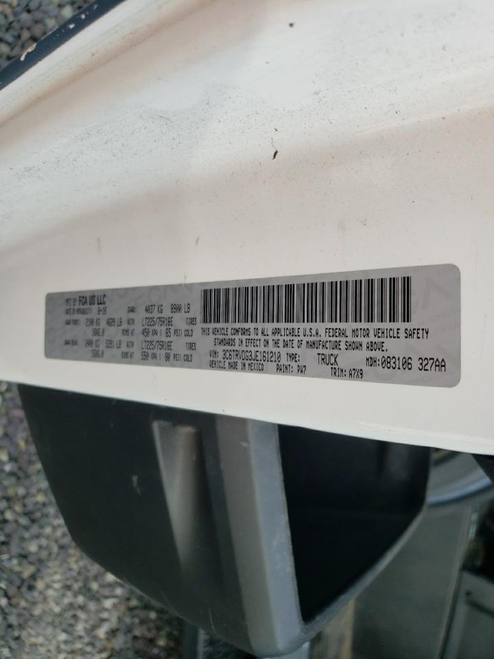 2018 Ram Promaster 2500 2500 High VIN: 3C6TRVDG3JE161210 Lot: 65446505