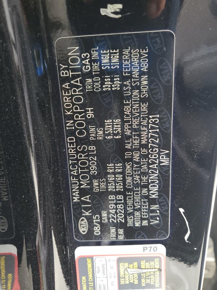 2016 Kia Soul VIN: KNDJN2A26G7271731 Lot: 64659775