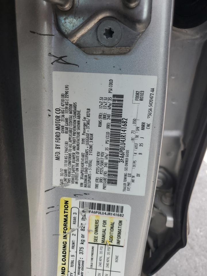 2018 Ford Fusion Se Hybrid VIN: 3FA6P0LU4JR141682 Lot: 66512065