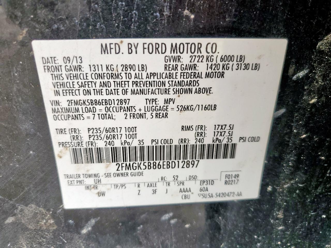 2014 Ford Flex Se VIN: 2FMGK5B86EBD12897 Lot: 64421345