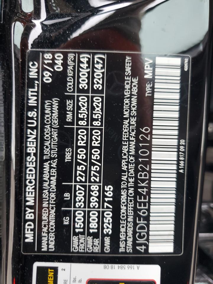 2019 Mercedes-Benz Gls 450 4Matic VIN: 4JGDF6EE4KB210126 Lot: 63252195